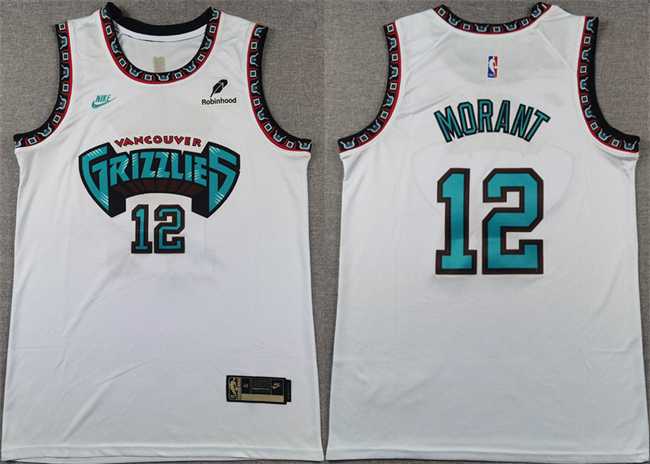 Men%27s Memphis Grizzlies #12 Ja Morant White Stitched Basketball Jersey